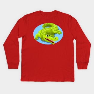 Cartoon Crocodile Vector Design 2 Kids Long Sleeve T-Shirt